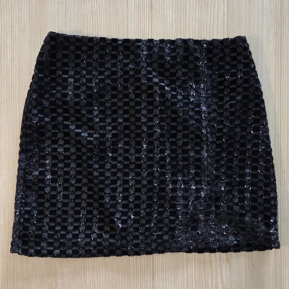 House of Harlow 1960 Black Textured Mini Skirt Chic Party Womens Size Small